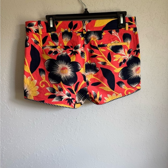 J Crew Coral Navy Floral Cotton Blend Shorts Womens 6 Summer Beach Coastal - Picture 4 of 6